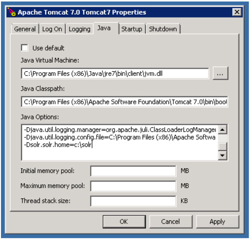 Configuring Solr home for Tomcat 7 on Windows Server 2008 R2