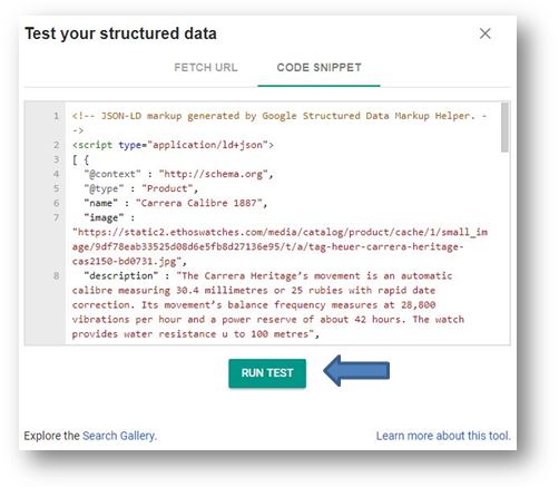 How to use Schema Markup on your ecommerce website - google Structured Data Testing Tool run test