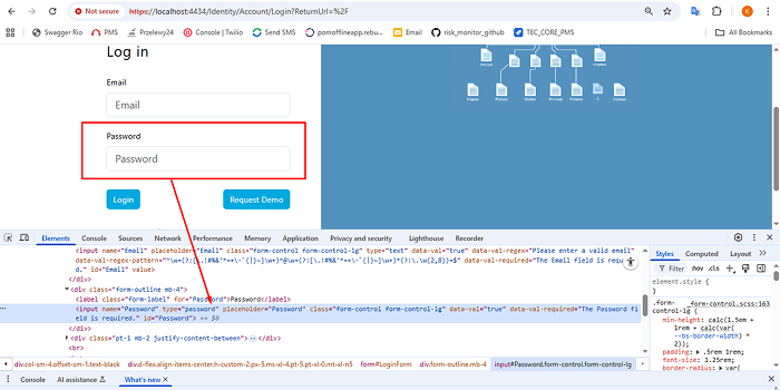 Inspecting password input field using Chrome DevTools